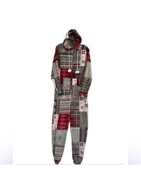 Patchwork Hooded Pajamas Women's Size Large